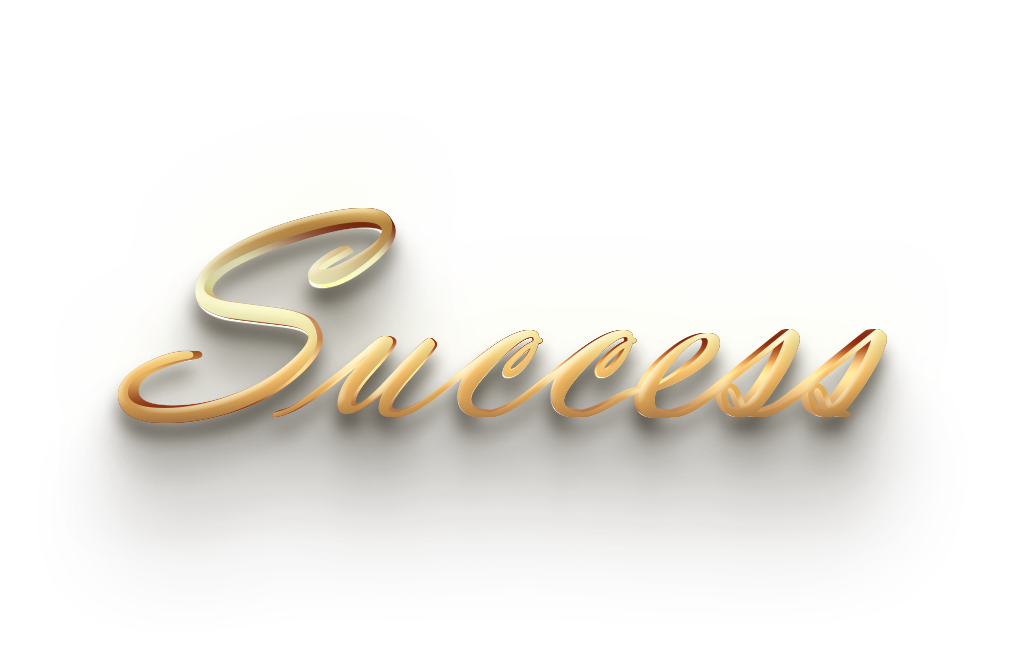 WORD SUCCESS gold 3D text effects art PNG images free